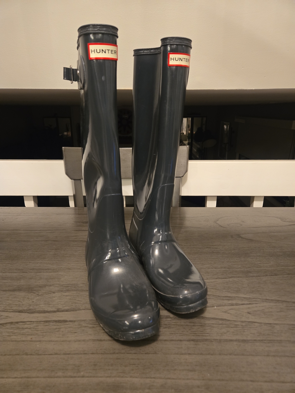 Hunter Original Tall Gloss Waterproof Boot Dark Slate Gray Size 9 US